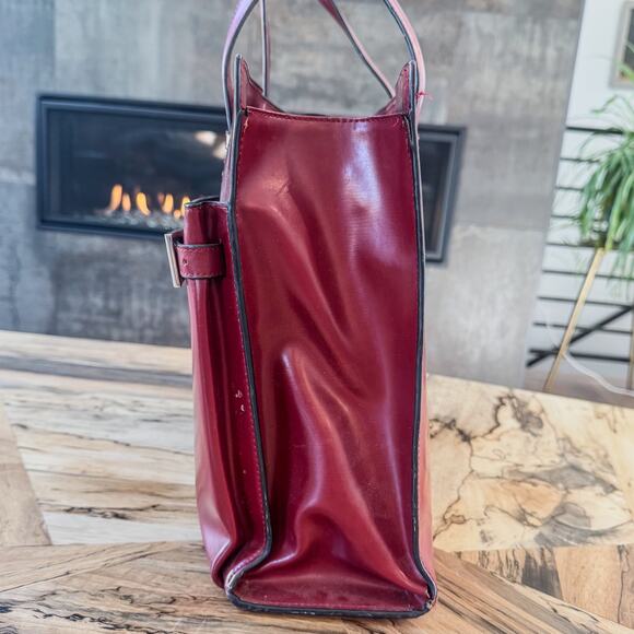 Franklin Covey Red Genuine Leather Business Organizer Tote Laptop Bag #31934.577 - Picture 4 of 15